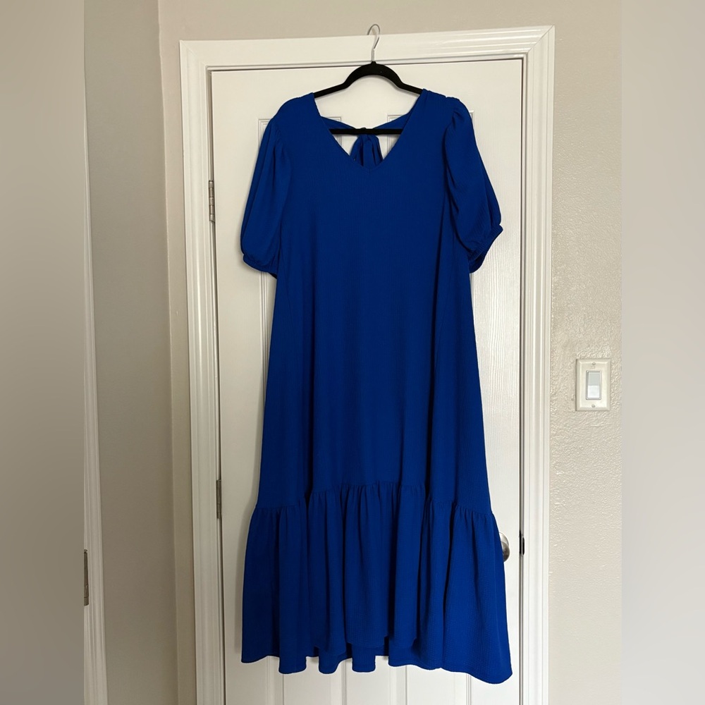 Gibson Latimer Royal Blue Puff Sleeve Dress